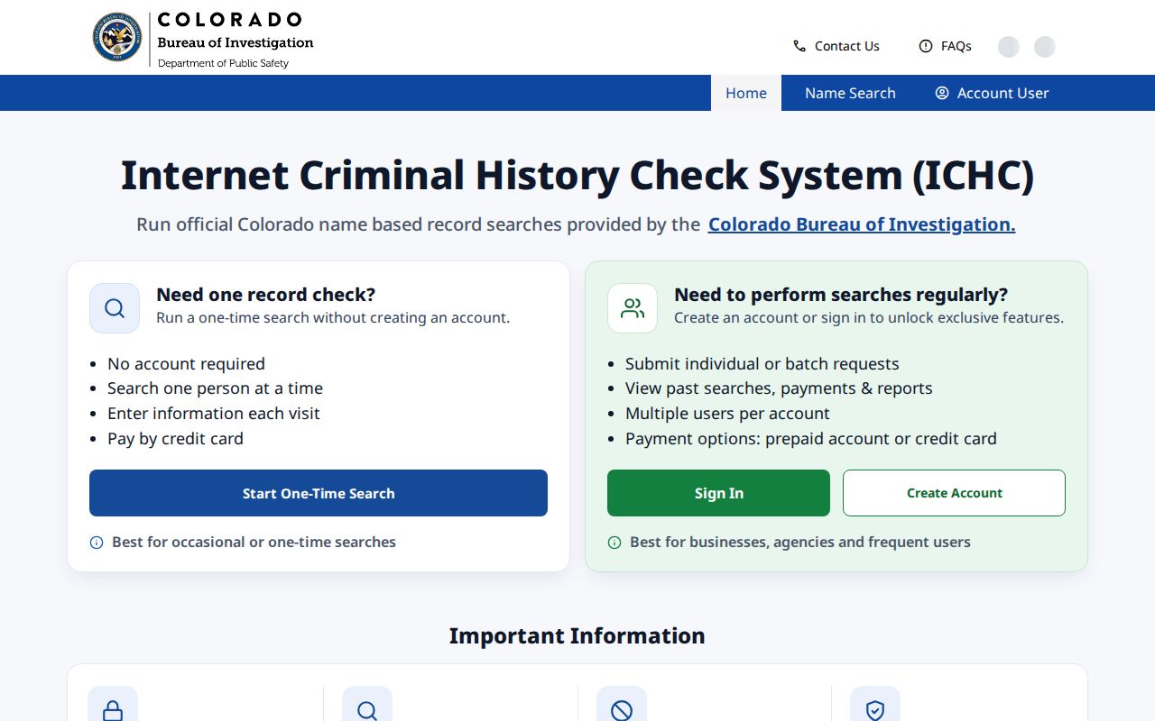 Saguache County criminal history search through Colorado ICHC